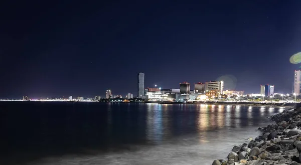 Pięknej Nocy Widok Wybrzeże Veracruz Zdjęcia Stockowe bez tantiem