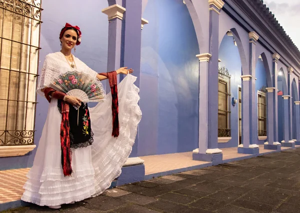 Piękny Jarocha Jego Kostium Typowe Dla Miasta Veracruz Obraz Stockowy