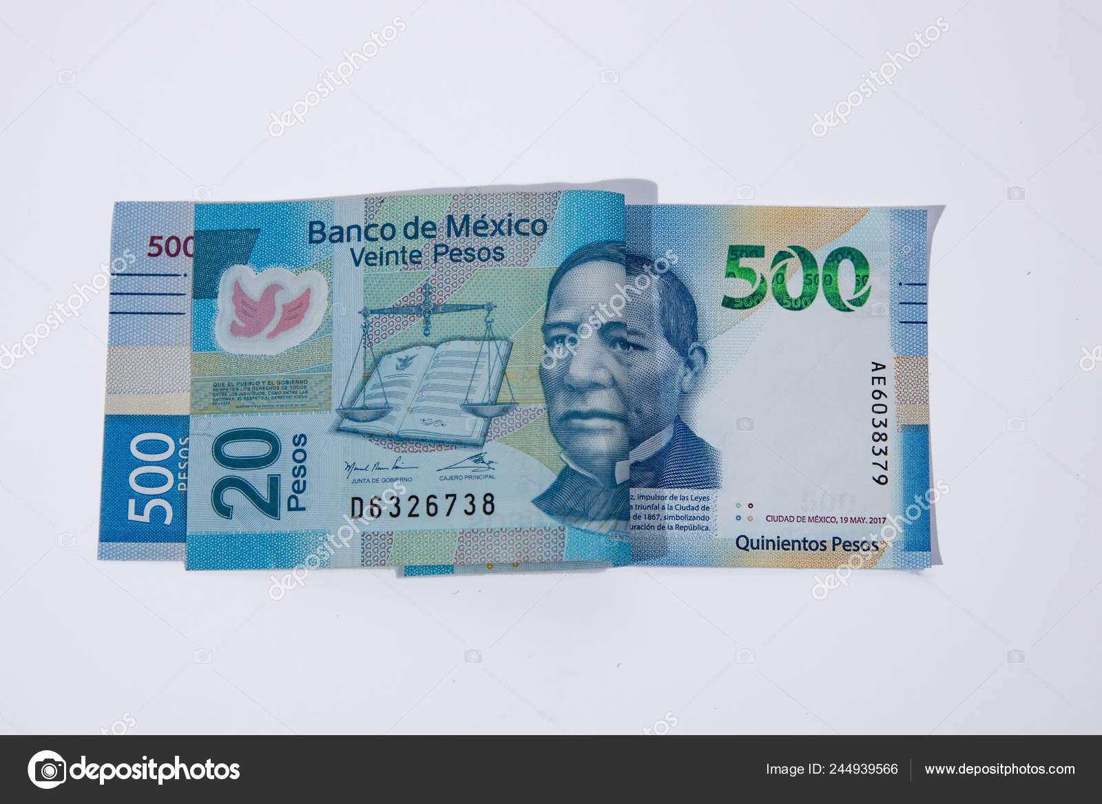 20墨西哥比索对500墨西哥比索—— 库存社论照片© MarioAG #244939566
