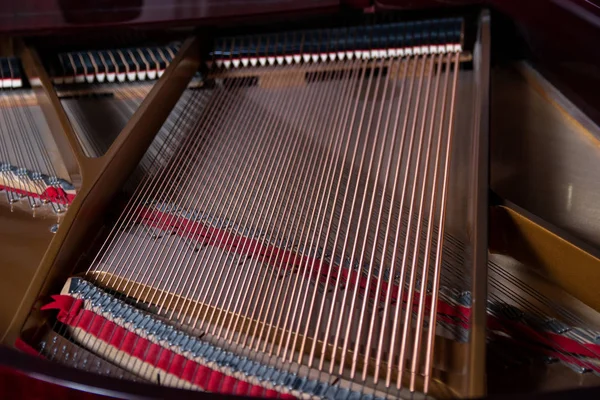 Twisted Piano Strängar Interiör Flygel — Stockfoto