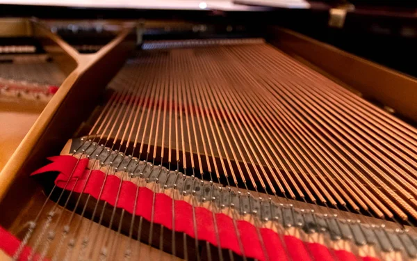 Interiör Flygel Piano Harpa Sett Från Insidan — Stockfoto