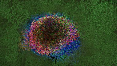 Sıvı yapıları ve formlar, dijital sanat ile soyut evren arka plan boyama