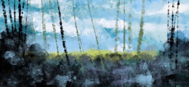 Soyut doğa arka planda Fırça kontur stili, dijital sanat, resim