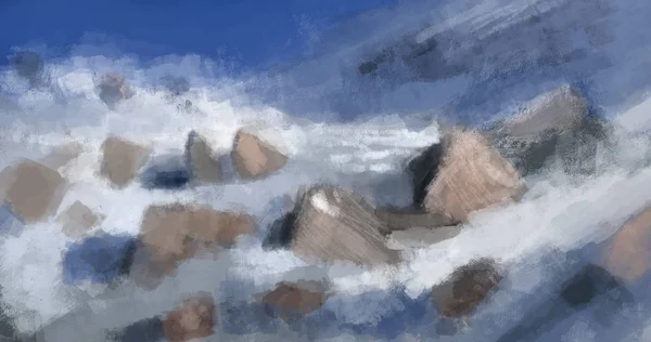Malerei Abstrakter Felsen Bedeckt Mit Schnee Pinselstrich Stil Digitale Kunst — Stockfoto