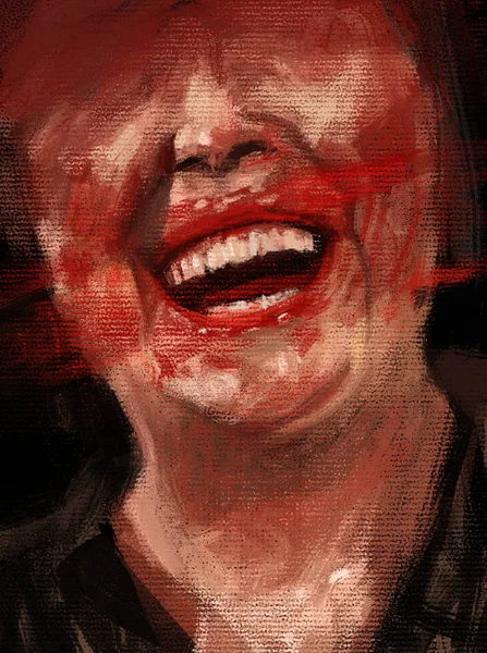Pintura Abstrato Assustador Feminino Rindo Estilo Pincel Acidente Vascular Cerebral — Fotografia de Stock