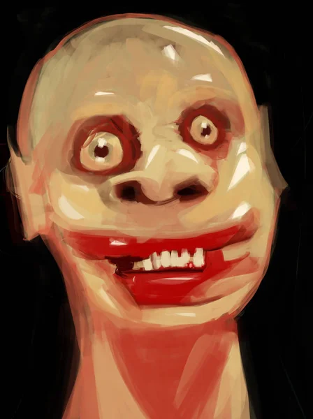 Malarstwo Abstrakcyjne Potwór Głowy Stylu Obrysu Pędzla Cyfrowy Ilustracja — Zdjęcie stockowe