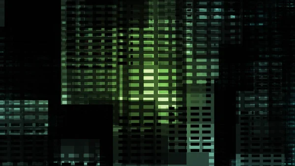 Painting of dark abstract buildings in digital art