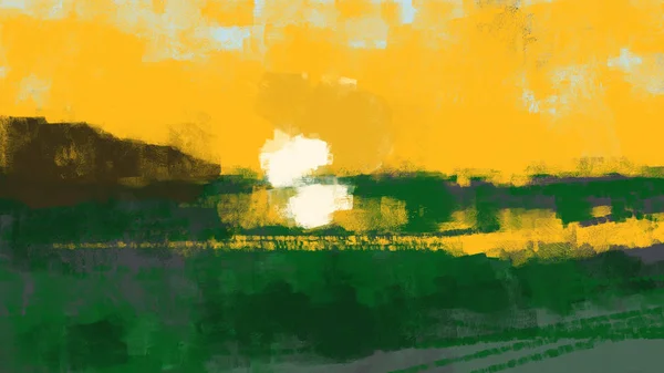 Живопис Абстрактного Сонця Відображає Озеро Стилі Пензля Цифрове Мистецтво — стокове фото
