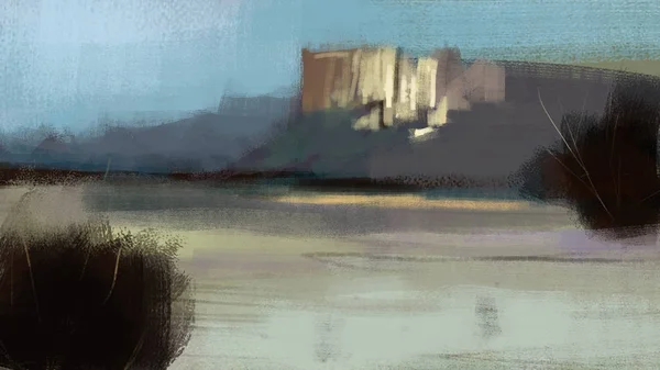 Painting of abstract nature landscape in digital art