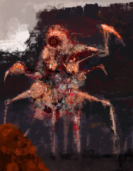 Painting Creepy Abstract One Eye Monster Cronenberg Style Digital Illustration — Stock Photo, Image