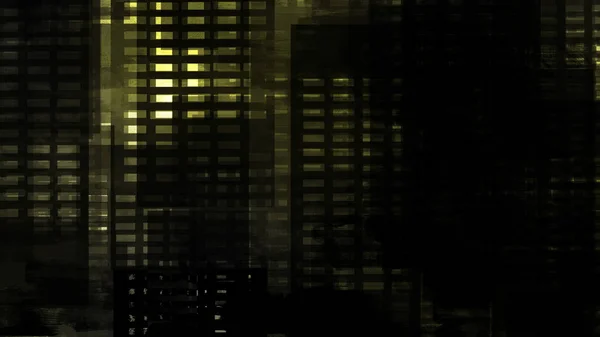 Painting of dark abstract buildings in digital art
