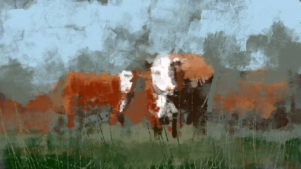 Pintura Vacas Abstractas Estilo Pincelada Arte Digital —  Fotos de Stock