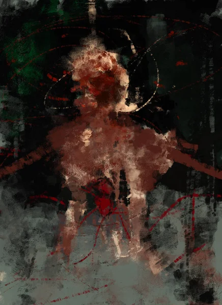 ブラシ ストロークのスタイル デジタル イラストレーションで抽象的な破損したモンスターの絵 — ストック写真
