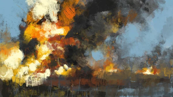抽象的なブラシ ストローク火 デジタル アートの絵画 — ストック写真