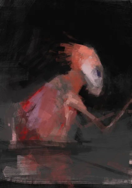 Pintura Criatura Monstro Abstrato Estilo Pincel Acidente Vascular Cerebral Ilustração — Fotografia de Stock