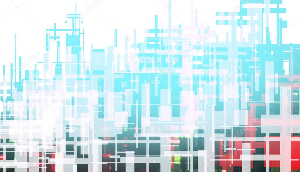 Painting of abstract industrial factory in digital art