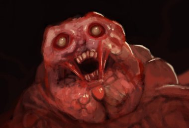 Bir fırça kontur stili, dijital illüstrasyon soyut yeti canavar boyama 