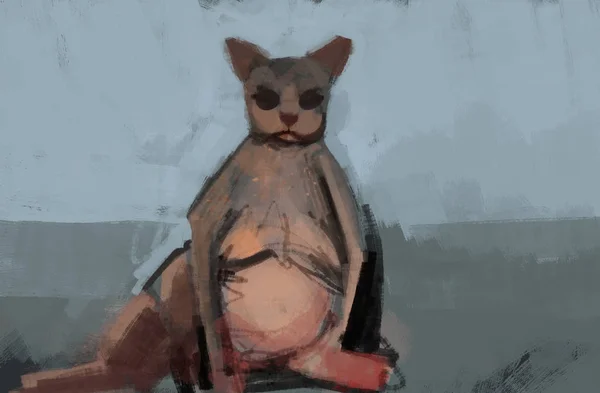 Painting Abstract Kangaroo Monster Brush Stroke Style Digital Illustration — 스톡 사진