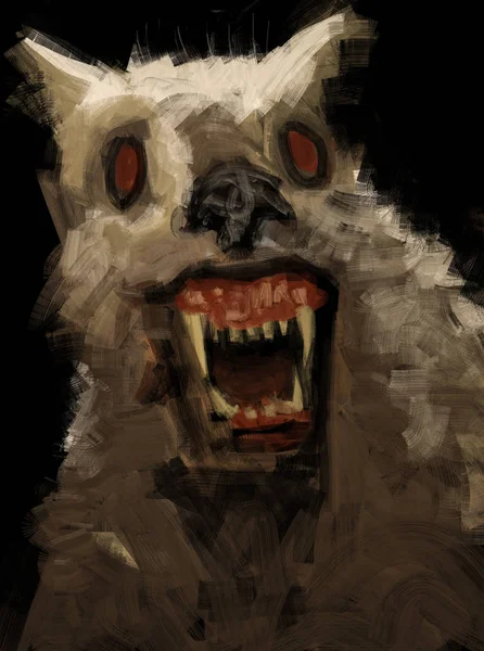 Pintura Monstruo Hombre Lobo Abstracto Estilo Pincelada Ilustración Digital — Foto de Stock