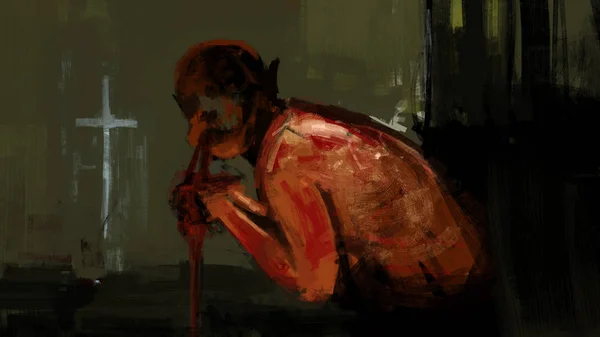 Målning Abstrakt Kannibal Monster Borsten Linjeformat Digital Illustration — Stockfoto