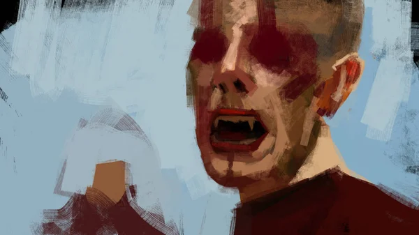 Pintura Vampiro Abstracto Con Ojos Ensangrentados Estilo Pincelada Ilustración Digital — Foto de Stock