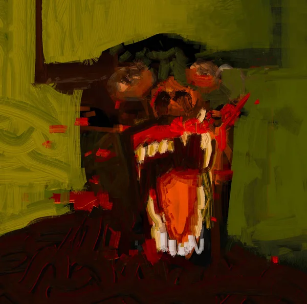 Abstrato Monstro Cão Com Boca Aberta Estilo Pincel Acidente Vascular — Fotografia de Stock