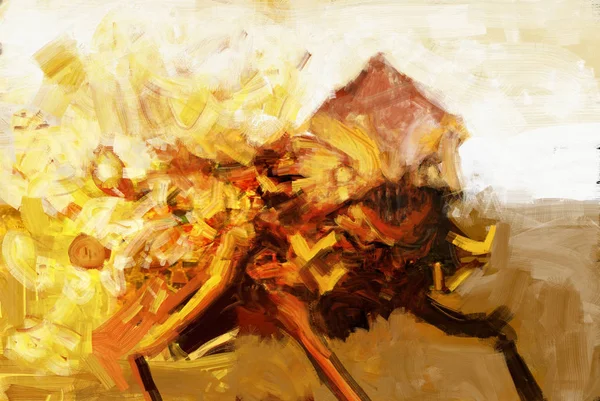Painting of abstract monster in brush stroke style, digital illustration