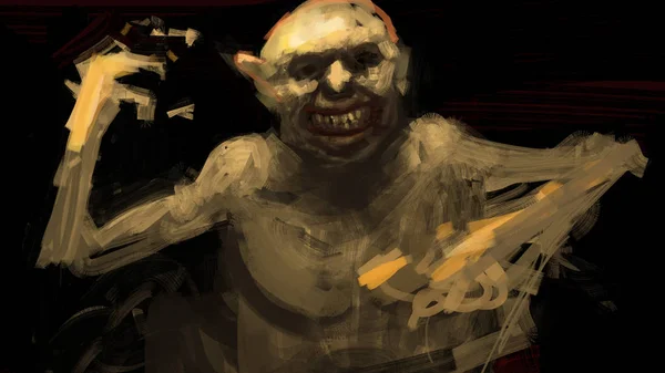 Malarstwo Abstrakcyjne Goblin Potwora Stylu Obrysu Pędzla Cyfrowy Ilustracja — Zdjęcie stockowe
