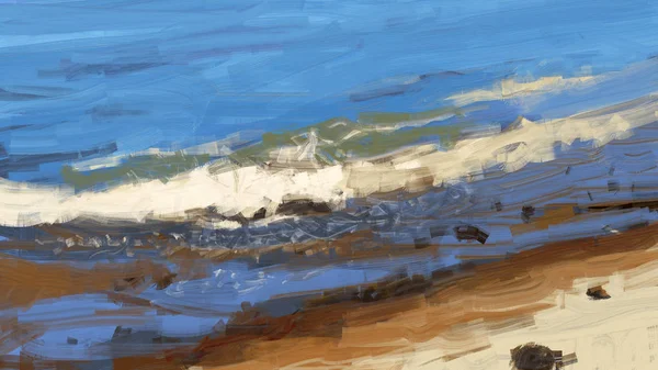 ブラシ ストロークのスタイル デジタル アートの抽象的なビーチの絵 — ストック写真