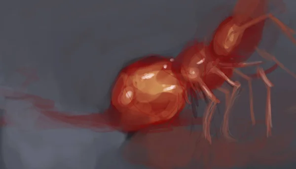 抽象昆虫怪物在画笔笔触风格 数字插图 — 图库照片