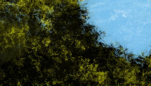 Målning Abstrakt Färska Gröna Blad Blå Himmel Borsten Linjeformat Digital — Stockfoto