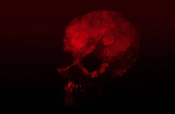Schilderij Van Abstracte Rode Skull Borstel Streekstijl Digitale Afbeelding — Stockfoto