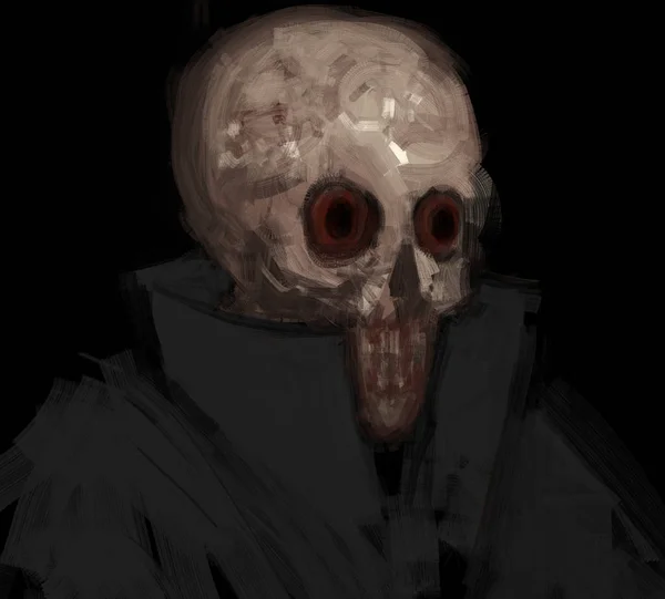 Retrato Cráneo Monstruo Abstracto Estilo Trazo Pincel Ilustración Digital — Foto de Stock