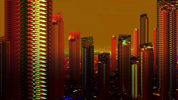 Abstract Urban City Buildings Skyscrapers Digital Art — Stock Photo, Image