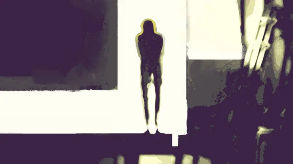 Abstract Dark Painting Person Silhouette Digital Art — Stock Photo, Image