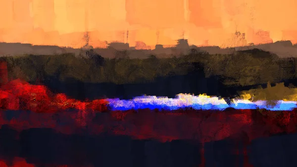 Painting Abstract Landscape Traditional Brush Stroke Style Digital Illustration — Stock Photo, Image