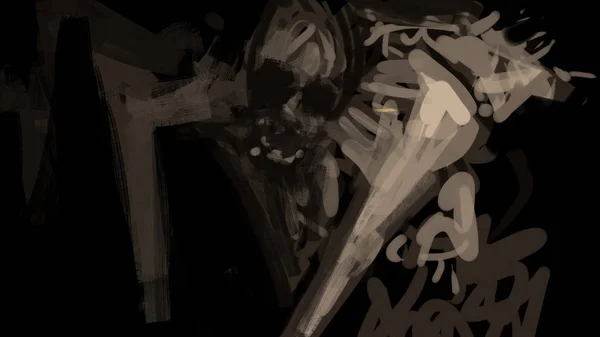 Абстрактний Моторошний Скелет Монстр Стилі Пензля Інсульту Цифрова Ілюстрація — стокове фото