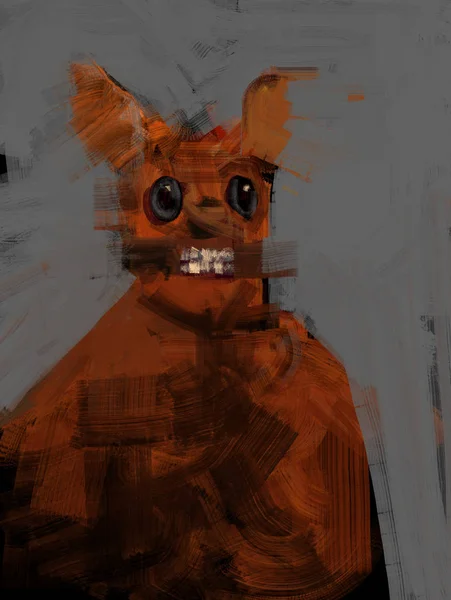 Porträtt Abstrakt Skrämmande Monster Penseldrag Stil Digital Illustration — Stockfoto