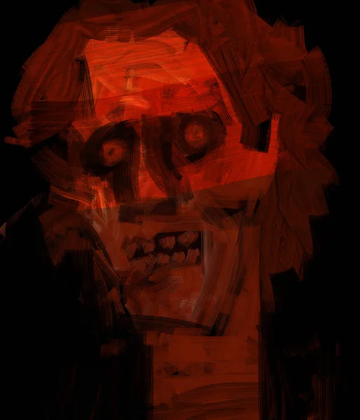 Πορτρέτο Της Αφηρημένη Τρομακτική Κεφαλή Στυλ Πινέλου Ψηφιακή Απεικόνιση — Φωτογραφία Αρχείου