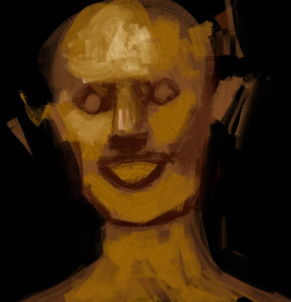 抽象恐怖头的肖像在画笔笔画风格 数字插图 — 图库照片