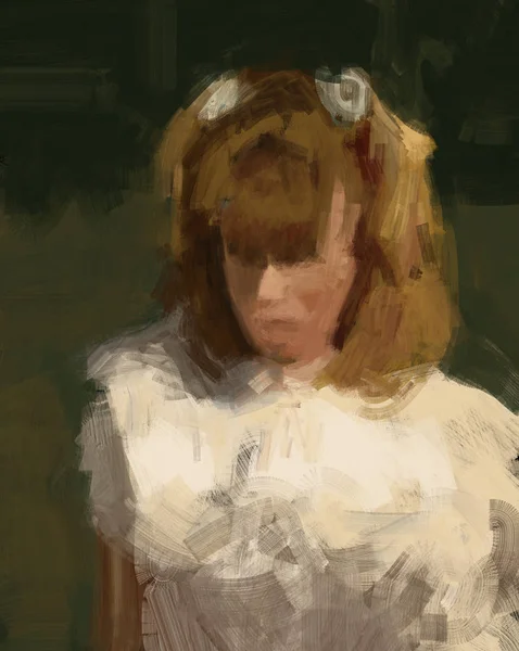 Portret Abstrakcyjny Straszny Kobieta Stylu Pociągnięć Pędzla Cyfrowy Ilustracja — Zdjęcie stockowe