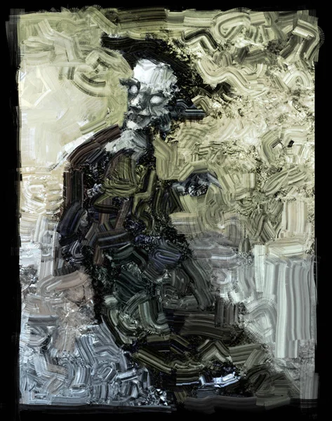 Pittura Digitale Tradizionale Una Creatura Fantasma Horror Rustico Illustrazione Astratta — Foto Stock