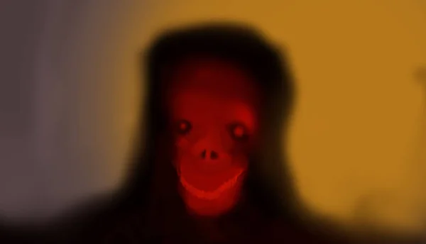 Kapüşonlu Soyut Kırmızı Canavar Baş Portresi Dijital Illüstrasyon — Stok fotoğraf