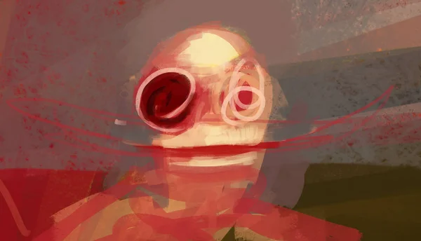 portrait of abstract monster head in brush stroke style, digital illustration