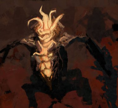 Bir yangın organik canavar sanat kavramına örnek geleneksel resim Digital