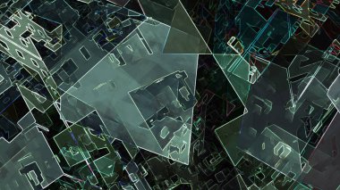 Soyut geometrik şehir kentsel tasarım fütüristik konsept dijital illüstrasyon arka plan