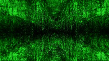 yapıları ve formları ile yeşil soyut psychedelic arka plan, dijital sanat