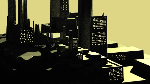 Abstraktes Stadtbild Mit Gebäuden Und Wolkenkratzern Digitaler Kunst — Stockfoto