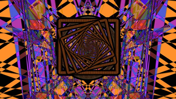 Psychedelic Abstrakcyjne Tło Geometryczne Strukturami Formami Sztuka Cyfrowa — Zdjęcie stockowe