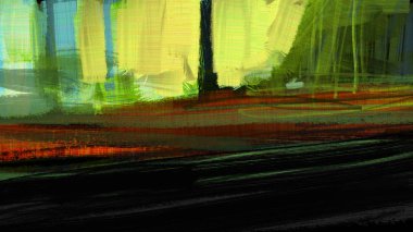 Geleneksel fırça darbesi stili dijital illüstrasyonsoyut manzara boyama